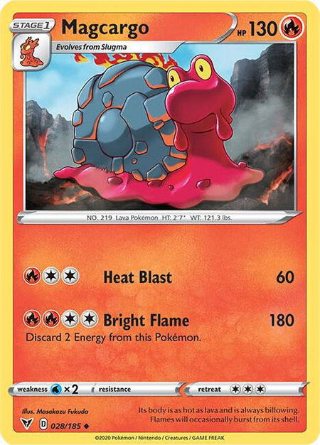 Magcargo trading card from SWSH04: Vivid Voltage Magcargo - SWSH04: Vivid Voltage Pokémon trading card