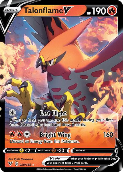 Talonflame V trading card from SWSH04: Vivid Voltage Talonflame V - SWSH04: Vivid Voltage Pokémon trading card