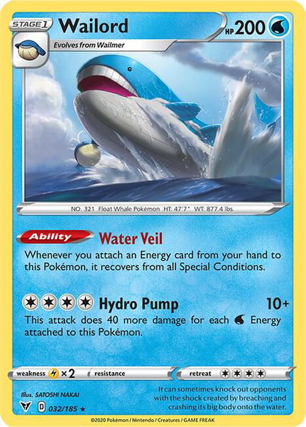 Wailord trading card from SWSH04: Vivid Voltage Wailord - SWSH04: Vivid Voltage Pokémon trading card