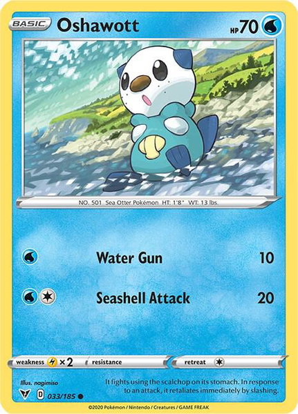 Oshawott trading card from SWSH04: Vivid Voltage Oshawott - SWSH04: Vivid Voltage Pokémon trading card