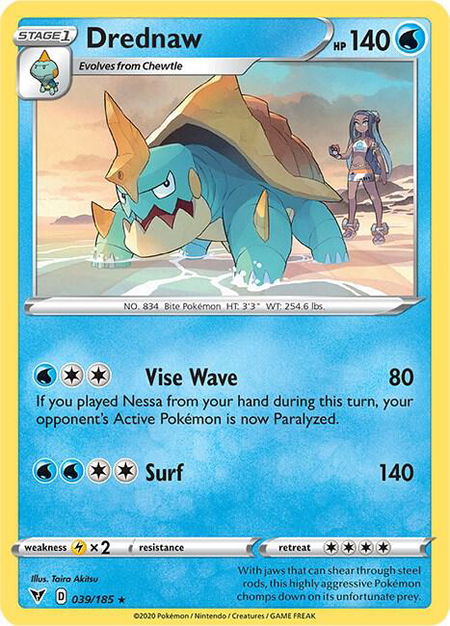 Drednaw trading card from SWSH04: Vivid Voltage Drednaw - SWSH04: Vivid Voltage Pokémon trading card
