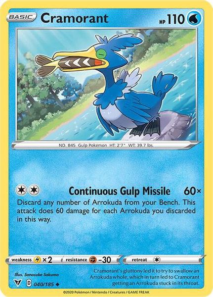 Cramorant trading card from SWSH04: Vivid Voltage Cramorant - SWSH04: Vivid Voltage Pokémon trading card
