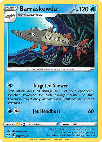 Barraskewda trading card from SWSH04: Vivid Voltage Barraskewda - SWSH04: Vivid Voltage Pokémon trading card