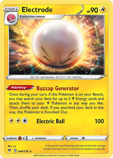 Electrode trading card from SWSH04: Vivid Voltage Electrode - SWSH04: Vivid Voltage Pokémon trading card