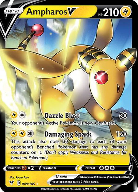 Ampharos V trading card from SWSH04: Vivid Voltage Ampharos V - SWSH04: Vivid Voltage Pokémon trading card