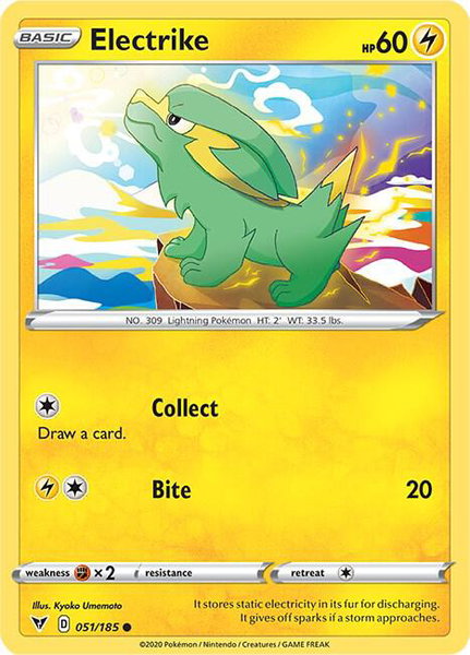 Electrike trading card from SWSH04: Vivid Voltage Electrike - SWSH04: Vivid Voltage Pokémon trading card