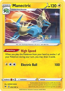 Manectric - SWSH04: Vivid Voltage (SWSH04) #052/185 - Rare Pokémon Trading Card