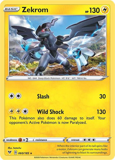 Zekrom trading card from SWSH04: Vivid Voltage Zekrom - SWSH04: Vivid Voltage Pokémon trading card