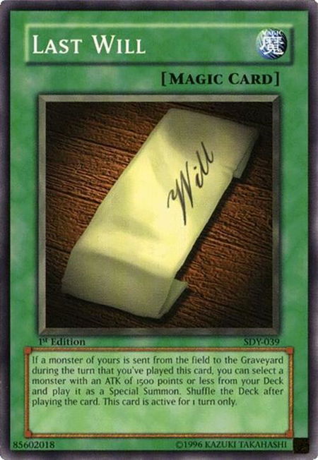 Last Will - Starter Deck: Yugi YuGiOh trading card