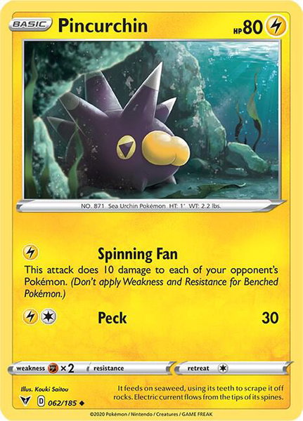 Pincurchin trading card from SWSH04: Vivid Voltage Pincurchin - SWSH04: Vivid Voltage Pokémon trading card