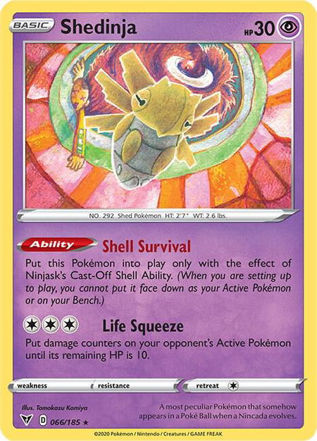 Shedinja trading card from SWSH04: Vivid Voltage Shedinja - SWSH04: Vivid Voltage Pokémon trading card