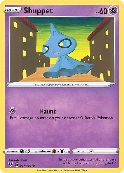 Shuppet trading card from SWSH04: Vivid Voltage Shuppet - SWSH04: Vivid Voltage Pokémon trading card