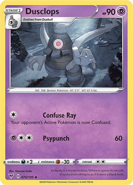 Dusclops trading card from SWSH04: Vivid Voltage Dusclops - SWSH04: Vivid Voltage Pokémon trading card