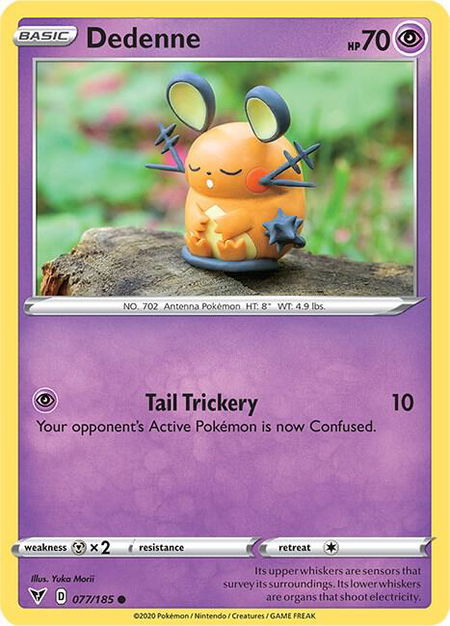 Dedenne trading card from SWSH04: Vivid Voltage Dedenne - SWSH04: Vivid Voltage Pokémon trading card