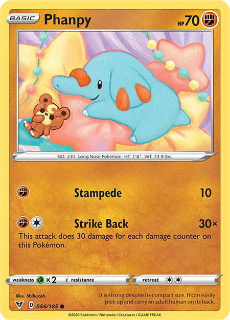 Phanpy trading card from SWSH04: Vivid Voltage Phanpy - SWSH04: Vivid Voltage Pokémon trading card