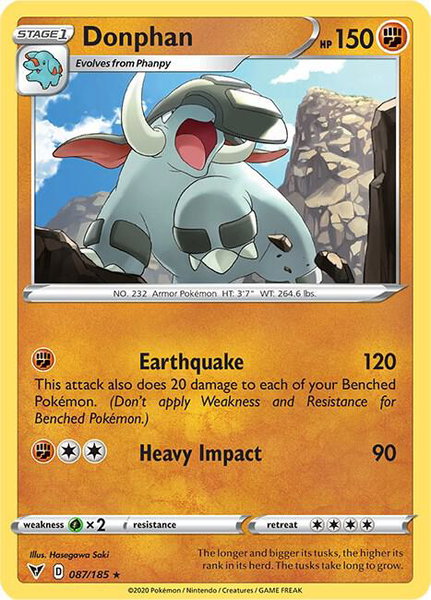 Donphan trading card from SWSH04: Vivid Voltage Donphan - SWSH04: Vivid Voltage Pokémon trading card