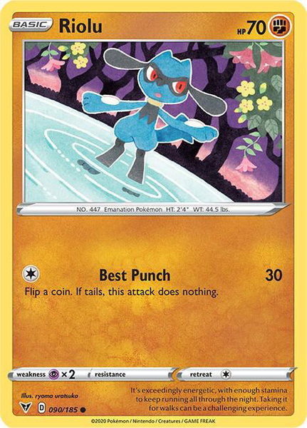 Riolu trading card from SWSH04: Vivid Voltage Riolu - SWSH04: Vivid Voltage Pokémon trading card