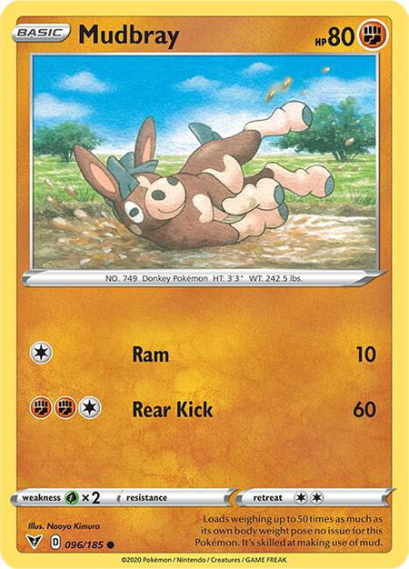 Mudbray trading card from SWSH04: Vivid Voltage Mudbray - SWSH04: Vivid Voltage Pokémon trading card