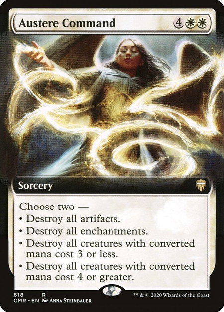Austere Command (Extended Art) trading card from Commander Legends Austere Command (Extended Art) - Commander Legends Magic: The Gathering trading card