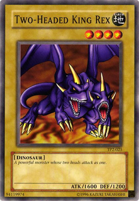 Two-Headed King Rex trading card from Tournament Pack 2 Two-Headed King Rex - Tournament Pack 2 YuGiOh trading card