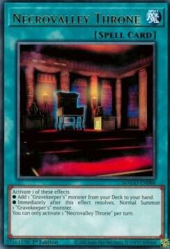 Necrovalley Throne trading card from Maximum Gold Necrovalley Throne - Maximum Gold YuGiOh trading card