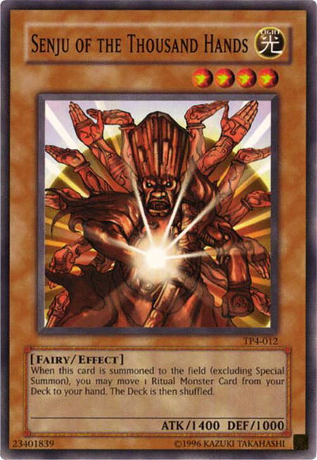 Senju of the Thousand Hands trading card from Tournament Pack 4 Senju of the Thousand Hands - Tournament Pack 4 YuGiOh trading card