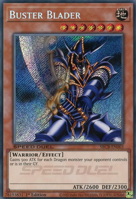 Buster Blader (Secret) - Speed Duel: Battle City Box YuGiOh trading card