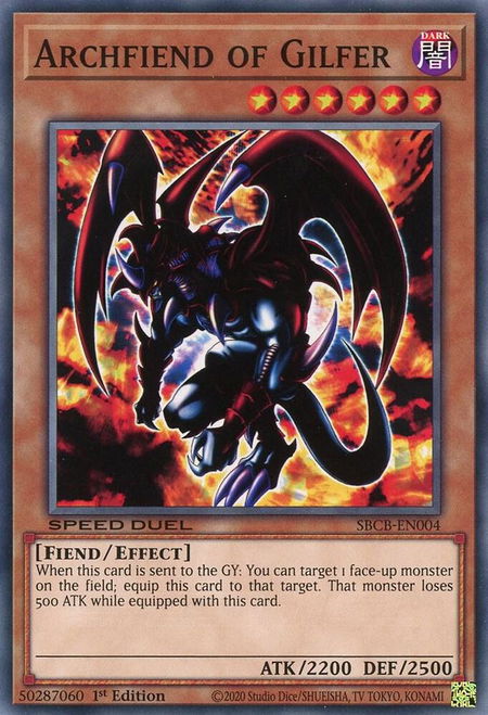 Archfiend of Gilfer - Speed Duel: Battle City Box YuGiOh trading card