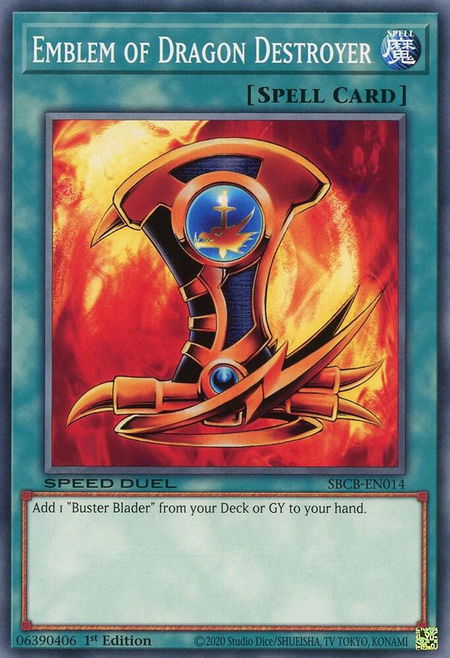 Emblem of Dragon Destroyer - Speed Duel: Battle City Box YuGiOh trading card