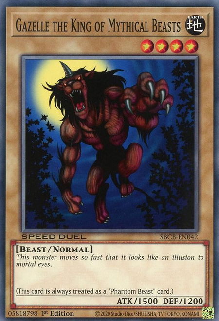 Gazelle the King of Mythical Beasts - Speed Duel: Battle City Box YuGiOh trading card