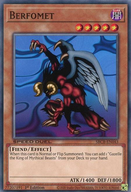Berfomet - Speed Duel: Battle City Box YuGiOh trading card