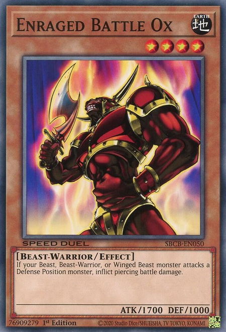 Enraged Battle Ox - Speed Duel: Battle City Box YuGiOh trading card