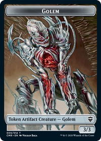 Golem // Rock Double-Sided Token - Commander Legends (CMR) #9 // 11 - Token Magic: The Gathering Trading Card