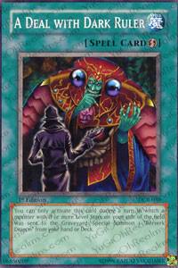 A Deal with Dark Ruler trading card from Dark Crisis A Deal with Dark Ruler - Dark Crisis YuGiOh trading card