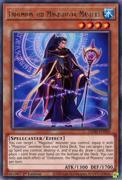 Endymion, the Magistus of Mastery trading card from Genesis Impact Endymion, the Magistus of Mastery - Genesis Impact YuGiOh trading card
