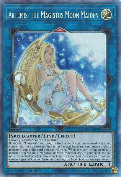 Artemis, the Magistus Moon Maiden (CR) trading card from Genesis Impact Artemis, the Magistus Moon Maiden (CR) - Genesis Impact YuGiOh trading card