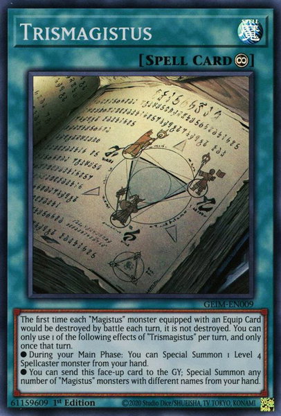 Trismagistus trading card from Genesis Impact Trismagistus - Genesis Impact YuGiOh trading card