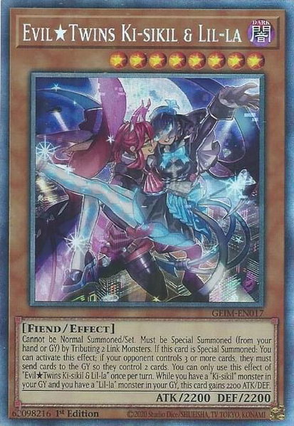 Evil Twins Ki-sikil & Lil-la (CR) trading card from Genesis Impact Evil Twins Ki-sikil & Lil-la (CR) - Genesis Impact YuGiOh trading card
