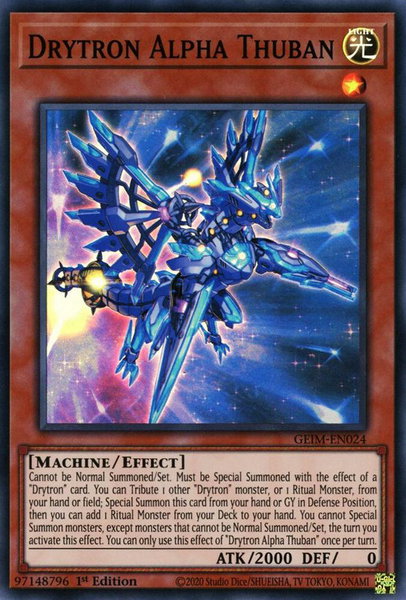 Drytron Alpha Thuban trading card from Genesis Impact Drytron Alpha Thuban - Genesis Impact YuGiOh trading card