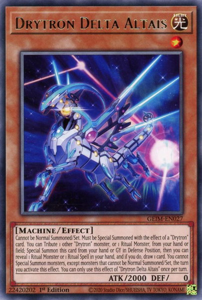 Drytron Delta Altais trading card from Genesis Impact Drytron Delta Altais - Genesis Impact YuGiOh trading card