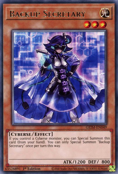 Backup Secretary trading card from Genesis Impact Backup Secretary - Genesis Impact YuGiOh trading card