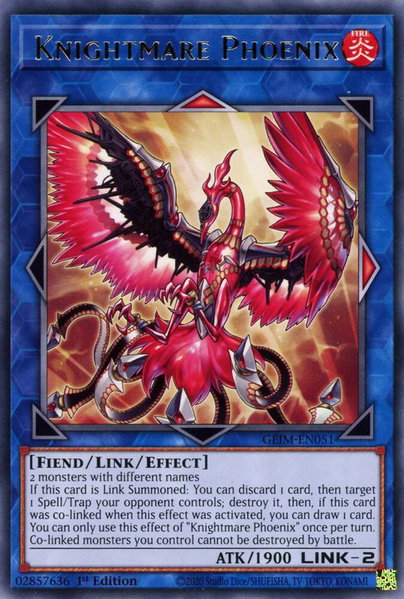 Knightmare Phoenix trading card from Genesis Impact Knightmare Phoenix - Genesis Impact YuGiOh trading card