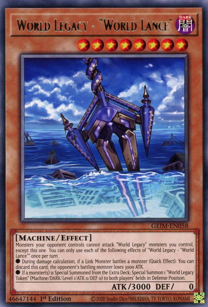 World Legacy - "World Lance" trading card from Genesis Impact World Legacy - "World Lance" - Genesis Impact YuGiOh trading card