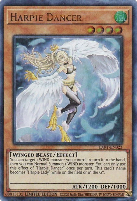 Harpie Dancer trading card from The Lost Art Promotion Harpie Dancer - The Lost Art Promotion YuGiOh trading card