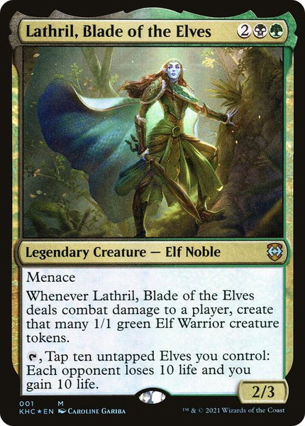 Lathril, Blade of the Elves trading card from Commander: Kaldheim Lathril, Blade of the Elves - Commander: Kaldheim Magic: The Gathering trading card