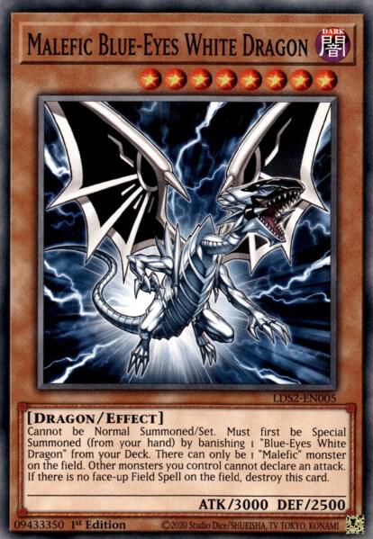 Malefic Blue-Eyes White Dragon trading card from Legendary Duelists: Season 2 Malefic Blue-Eyes White Dragon - Legendary Duelists: Season 2 YuGiOh trading card