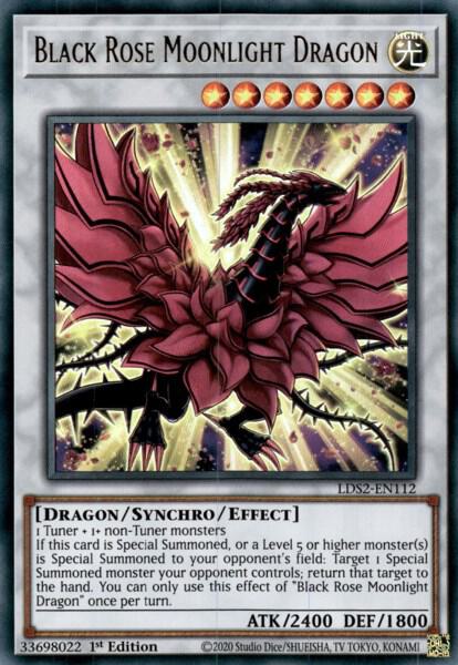 Black Rose Moonlight Dragon trading card from Legendary Duelists: Season 2 Black Rose Moonlight Dragon - Legendary Duelists: Season 2 YuGiOh trading card