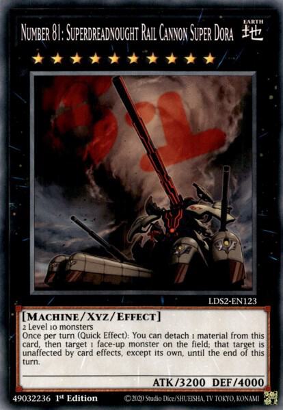 Number 81: Superdreadnought Rail Cannon Super Dora trading card from Legendary Duelists: Season 2 Number 81: Superdreadnought Rail Cannon Super Dora - Legendary Duelists: Season 2 YuGiOh trading card