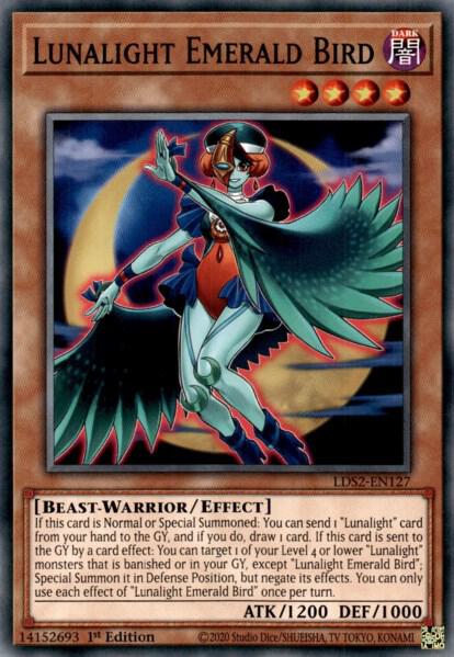 Lunalight Emerald Bird trading card from Legendary Duelists: Season 2 Lunalight Emerald Bird - Legendary Duelists: Season 2 YuGiOh trading card