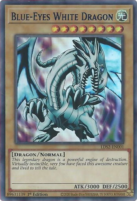 Blue-Eyes White Dragon (Blue) trading card from Legendary Duelists: Season 2 Blue-Eyes White Dragon (Blue) - Legendary Duelists: Season 2 YuGiOh trading card